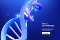 Abstract 3d DNA blue background. Vector illustration. Medical technology, biotechnology, science research concept