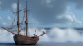 3d effect - caravel stormy ocean - ai-generated