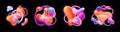 Abstract 3d elements. Liquid background with line neon graphic, modern plastic light bubbles. Fluid gradient posters