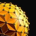 Abstract 3d faceted ball with spheres connections lines. Royalty Free Stock Photo