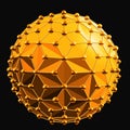 Abstract 3d faceted ball with spheres connections lines. Royalty Free Stock Photo