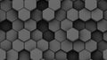 Abstract 3D geometric background, blak hexagons shapes