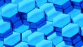 Abstract 3D geometric background, blue metal hexagons shapes
