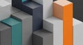 Abstract 3D Geometric Blocks Background with Teal and Orange Royalty Free Stock Photo