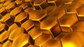 Abstract 3D geometric background, gold hexagons