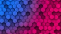 Abstract 3D geometric background, purple blue hexagons shapes