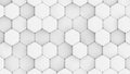 Abstract 3D geometric background, white grey hexagons shapes, 3D honeycomb pattern