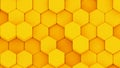 Abstract 3D geometric background, yellow hexagons shapes