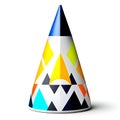 Abstract 3d geometric figures, bright colours and shapes. Pyramid. White background.