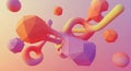Abstract 3D geometric shapes floating in a soft gradient background blob bubble Royalty Free Stock Photo