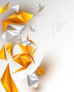 Abstract 3D Geometric, Polygon, Yellow-orange gradient color triangle pattern shape on white color background. Royalty Free Stock Photo