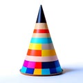 Abstract 3d geometric shapes, bright colours and shapes. Multicoloured pyramid. White background.