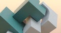 Abstract 3D Geometric Shapes Interlocking Blocks Teal White Modern Background Design Royalty Free Stock Photo