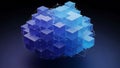Abstract 3d geometric structure made of blue cubes connected by network lines Royalty Free Stock Photo