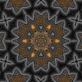 3d gold silver hexagonal fractal pattern