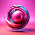 Abstract 3D Graphic Object on Bright Magenta Background