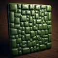 Abstract 3d Green Tiles On Table: Leatherhide Style With Zbrush