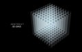Abstract 3D grid cube from circles and lines. 3D technology design. Futuristic wireframe structure for technology or science