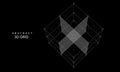 Abstract 3D grid cube. From dots and lines. Primitive object. 3D technology design. Futuristic wireframe structure for technology Royalty Free Stock Photo