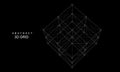 Abstract 3D grid cube. From dots and lines. Primitive object. 3D technology design. Futuristic wireframe structure for technology Royalty Free Stock Photo