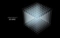 Abstract 3D grid cube. From dots and lines. Primitive object. 3D technology design. Futuristic wireframe structure for technology