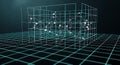Abstract 3D Grid Data Visualization with Network Connections and Particles Royalty Free Stock Photo