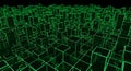 Abstract 3D Grid of Neon Green Cubes Representing a Digital Cityscape image photo Royalty Free Stock Photo