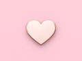 Abstract 3d heart icon pink metallic glossy-rose gold minimal pink background 3d render christmas holiday new year concept