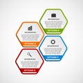 Abstract 3D hexagon business options infographics template.