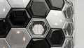 Abstract 3D Hexagonal Glass Tiles Pattern in Black and White Royalty Free Stock Photo