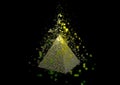 Abstract 3d illustration of an exploding gold pyramid