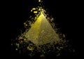Abstract 3d illustration of an exploding gold pyramid