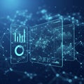 Futuristic AI Data Analytics Dashboard with Digital Connection Network Royalty Free Stock Photo