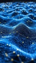 Abstract 3D Illustration of a Neon Blue Data Network Flowing Like Waves With Bright Yellow Nodes Royalty Free Stock Photo