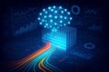 Abstract 3D Illustration of a Neural Network Brain Processing Data Streams on a Futuristic Digital Interface Royalty Free Stock Photo