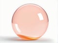 Abstract 3D illustration of a peach colored transparent bubble on a white background isolated Royalty Free Stock Photo