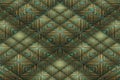 Abstract 3d illustration of symmetrical repeating diagonal gradient patterns with geometric shapes and lines overlapping green