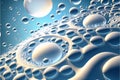 abstract 3d illustration of water drops on blue background with bubbles Royalty Free Stock Photo