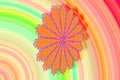 Abstract 3D image with a colorful background of colorful patterned fractal elements in the form of a Daisy flower modern stylish p