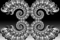 Abstract 3D image with a volume on a black and white background of fractal luxury patterned elements