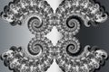 Abstract 3D-image with a volume on a black and white background of patterned fractal elements, modern stylish fantasy screensaver Royalty Free Stock Photo