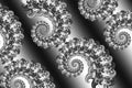 Abstract 3D-image with a volume on a black and white background of patterned fractal elements, modern stylish fantasy screensaver