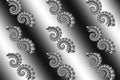 Abstract 3D-image with a volume on a black and white background of patterned fractal elements, modern stylish fantasy screensaver