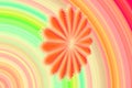 Abstract 3D-image with a volume on a multicolored background with a fractal complex patterned element in the form of a Daisy flowe