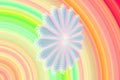 Abstract 3D-image with a volume on a multicolored background with a fractal complex patterned element in the form of a Daisy flowe