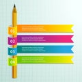 Abstract 3D infographic with pencil and colorful ribbons. Royalty Free Stock Photo