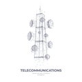 Abstract 3d isolated ntelecommunication tower on white