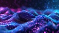 Abstract 3D landscape of glowing particles and waves. Futuristic background for technology, data science metaverse or music Royalty Free Stock Photo