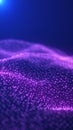 Abstract 3D landscape of glowing violet dots forming a digital wave under soft blue light Royalty Free Stock Photo