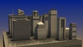 Abstract 3D layout of city. Animation. Model layout and landscape of modern city with high-rises. Modern graphic model